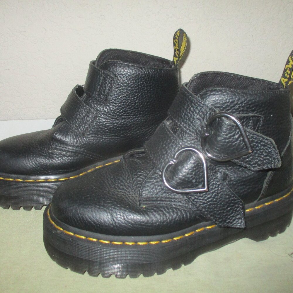 Black Women's Heart-Buckle Platform Ankle Boots